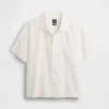 Chemise en coton dobby à ourlet droit et coupe décontractée