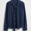 Chemise en denim à col noué