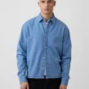 Chemise en denim à coupe décontractée et ourlet droit