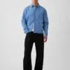 Chemise en denim à coupe décontractée et ourlet droit