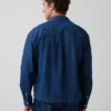 Chemise en denim à coupe décontractée et ourlet droit