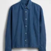 Chemise en denim à coupe décontractée et ourlet droit