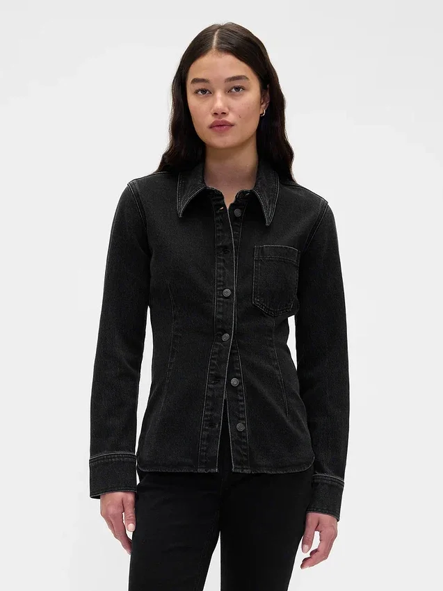 Chemise en denim à coutures resserrées