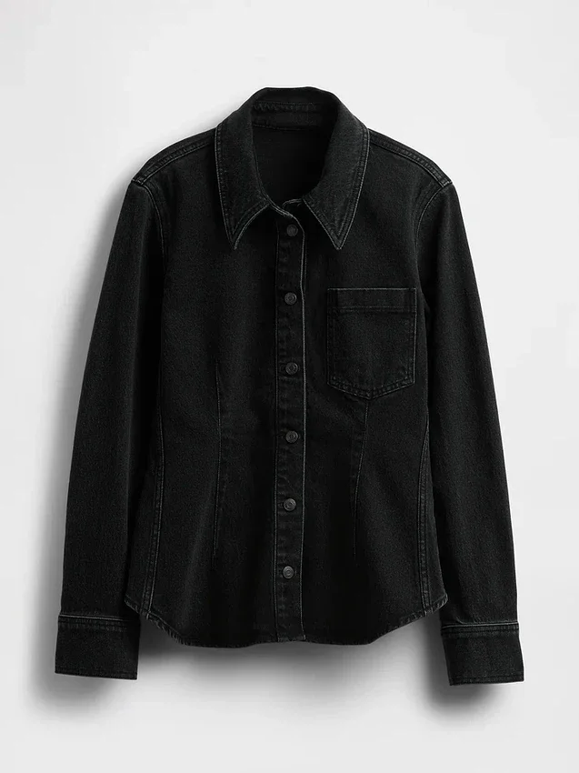 Chemise en denim à coutures resserrées
