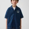 Chemise en denim décontractée pour enfant avec logo New York