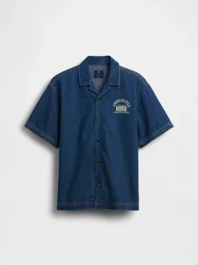 Chemise en denim décontractée pour enfant avec logo New York