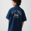 Chemise en denim décontractée pour enfant avec logo New York