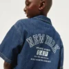 Chemise en denim décontractée pour enfant avec logo New York