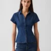 Chemise en denim à manches courtes