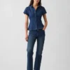 Chemise en denim à manches courtes