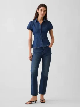 Chemise en denim à manches courtes