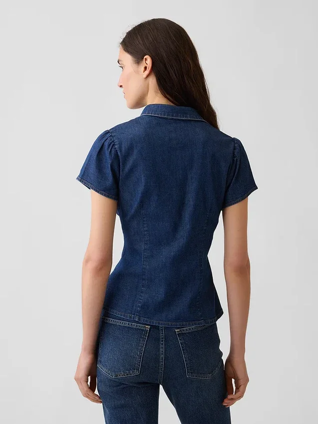 Chemise en denim à manches courtes