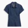 Chemise en denim à manches courtes
