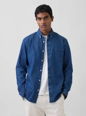 Chemise en denim à poches