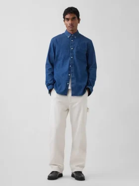 Chemise en denim à poches