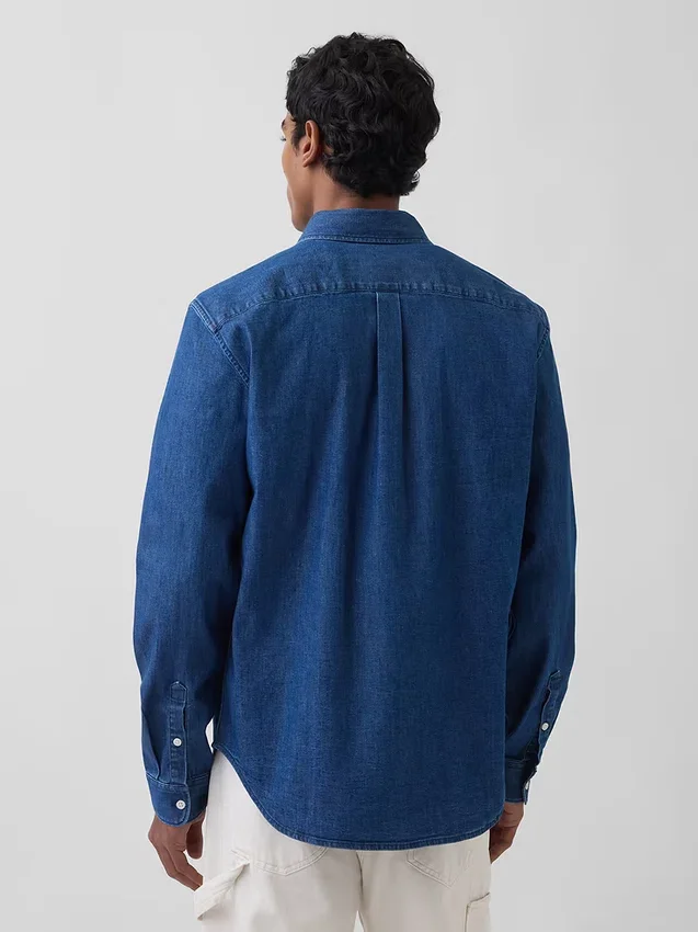 Chemise en denim à poches