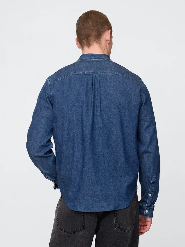 Chemise en denim à poches