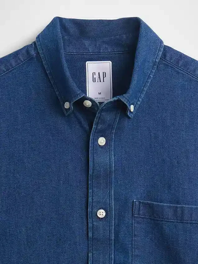 Chemise en denim à poches