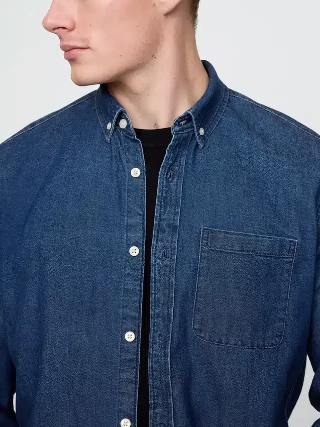 Chemise en denim à poches