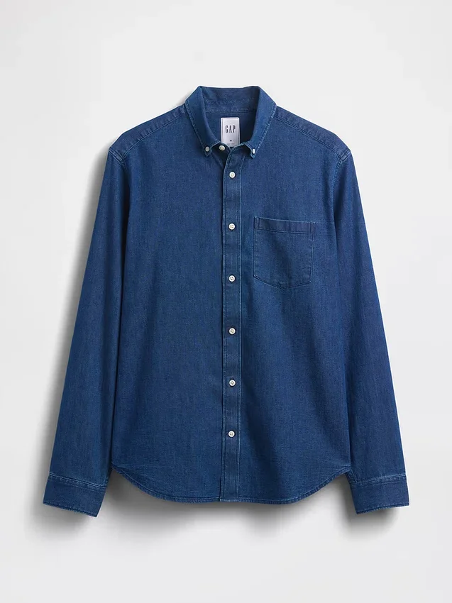 Chemise en denim à poches