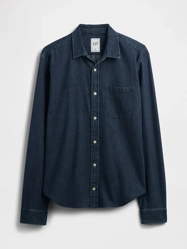 Chemise en denim à poches