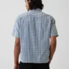 Chemise en denim vichy à coupe ample et ourlet droit
