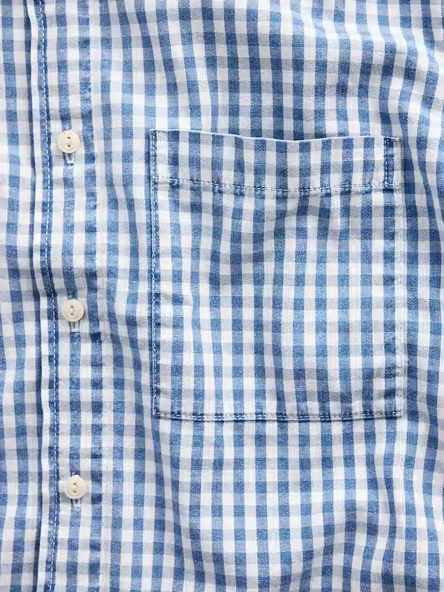 Chemise en denim vichy à coupe ample et ourlet droit