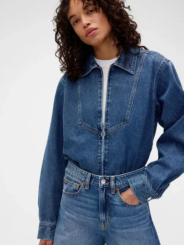 Chemise en denim zippée GAP × Victoria Beckham
