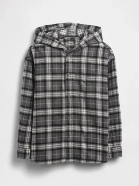 Chemise en flanelle à capuche en coton bio pour enfant