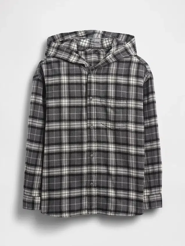 Chemise en flanelle à capuche en coton bio pour enfant