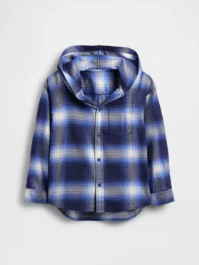 Chemise en flanelle à capuche en coton bio pour enfant