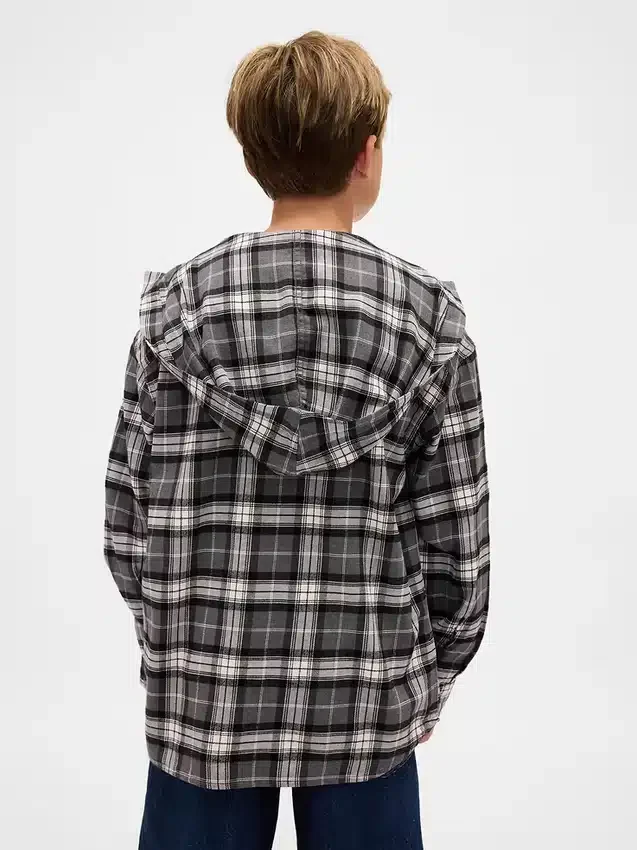 Chemise en flanelle à capuche en coton bio pour enfant