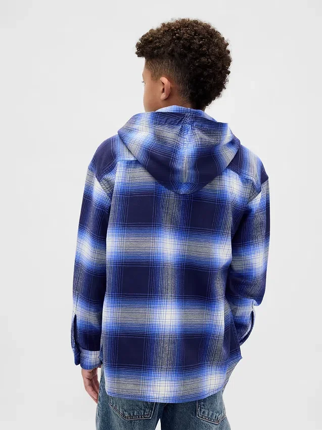 Chemise en flanelle à capuche en coton bio pour enfant