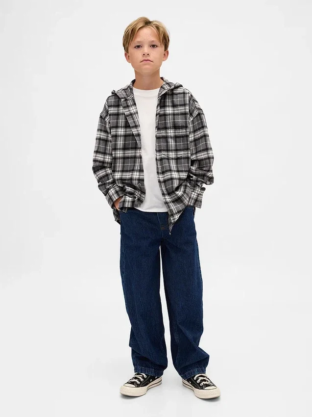Chemise en flanelle à capuche en coton bio pour enfant