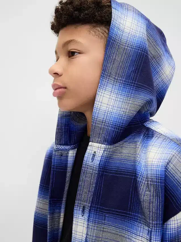 Chemise en flanelle à capuche en coton bio pour enfant