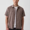 Chemise en lin et coton texturée