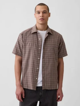 Chemise en lin et coton texturée