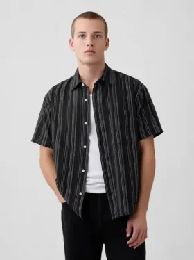 Chemise en lin et coton texturée