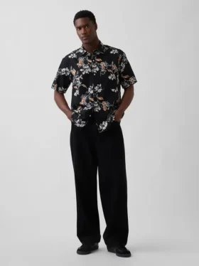 Chemise en lin et coton texturée