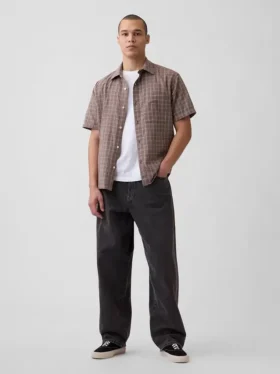 Chemise en lin et coton texturée