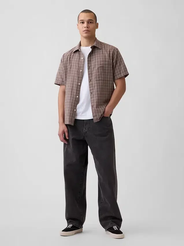 Chemise en lin et coton texturée