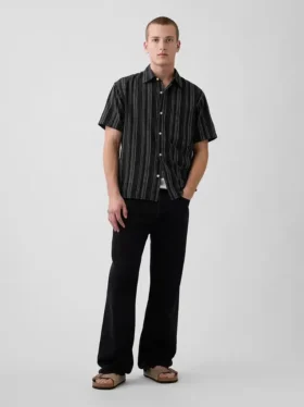 Chemise en lin et coton texturée