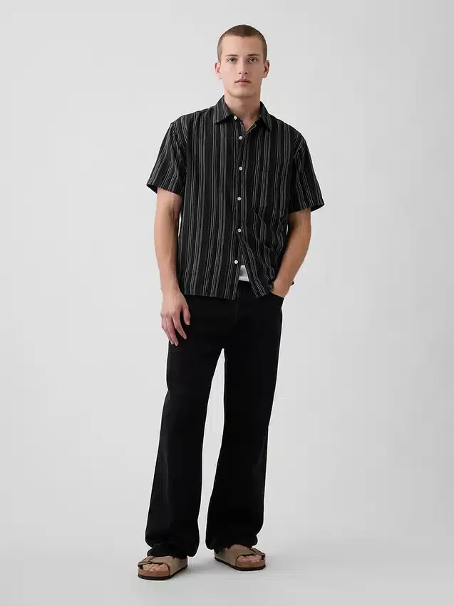 Chemise en lin et coton texturée