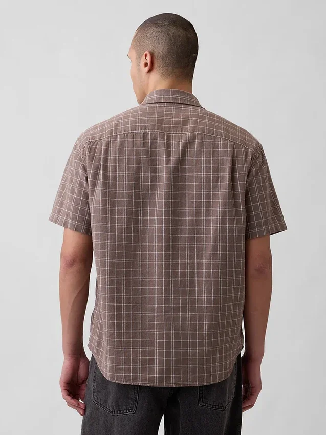 Chemise en lin et coton texturée
