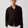 Chemise en seersucker à coupe ample et ourlet droit