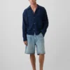 Chemise en seersucker à coupe ample et ourlet droit