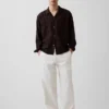Chemise en seersucker à coupe ample et ourlet droit