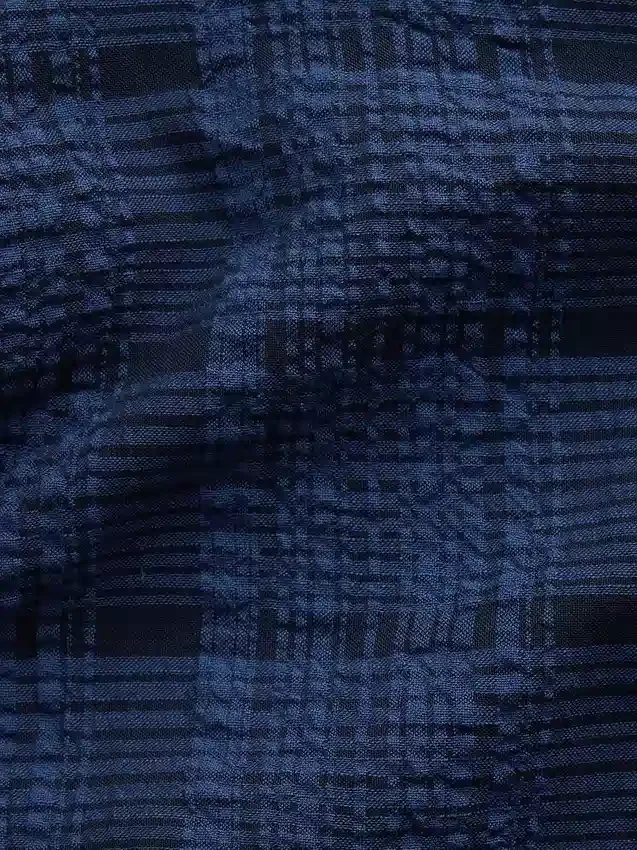 Chemise en seersucker à coupe ample et ourlet droit