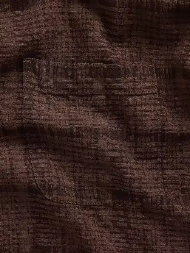 Chemise en seersucker à coupe ample et ourlet droit