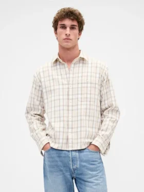 Chemise en sergé à ourlet droit